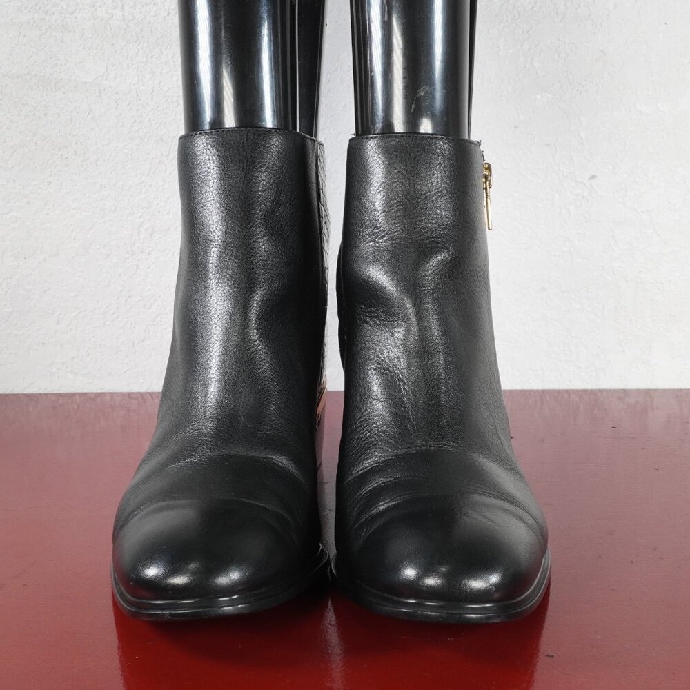 Women's Isola Black Leather Ankle High Snakeskin Fashion Boots Booties 9.5 - Picture 2 of 7